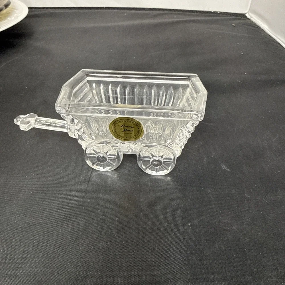 Princess House 24% Lead Crystal Garden Wagon Cart Garden NWT